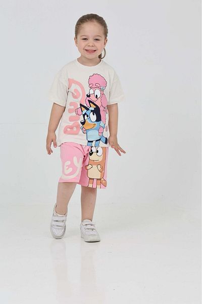 ÖRZİKİDS Printed Girl Shorts Suit Compact Combed Cotton Full Mold 3-10 Years Old