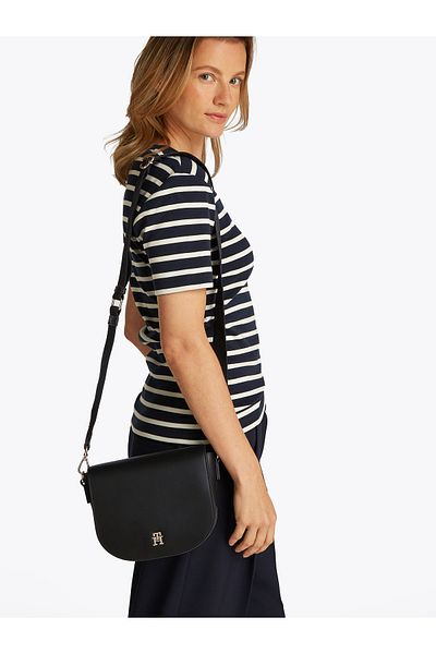 Tommy Hilfiger Tommy Hilfiger Women Black Logotape Saddle Crossover Bag