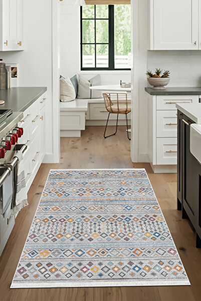 CENTER AVM Renkli Mutfak Halısı Makinede Yıkanabilir Halı Kaymaz Taban Halı