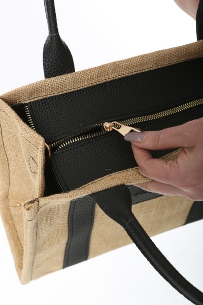 Baghashtag Brown Glitter Beach Tote Jute Bag