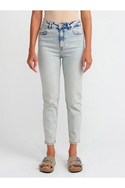 Dilvin Pantaloni Mom Snow Wash 71461 - Albastru