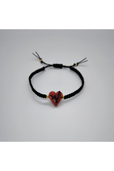 ozgurca aksesuar Murano ritimli kalp makrome örgü bileklik