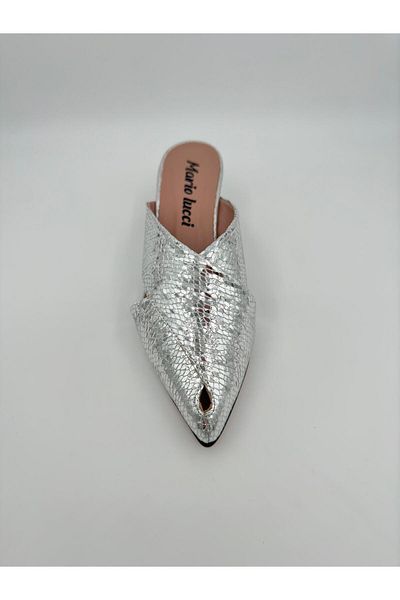 Mariolucci Short Heeled Slippers Silver