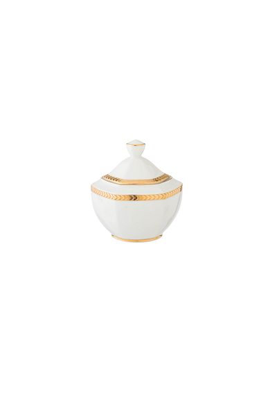 Dania German White And Gold Porcelain Sugar Bowl