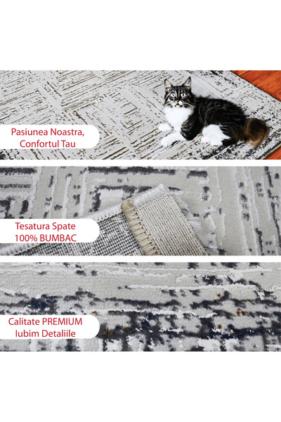 Brava Casa Equilibrium Carpet, Black, White and Grey, , Short Pile 8 mm, 80x150 cm, 1750 g/m , BravaCasa