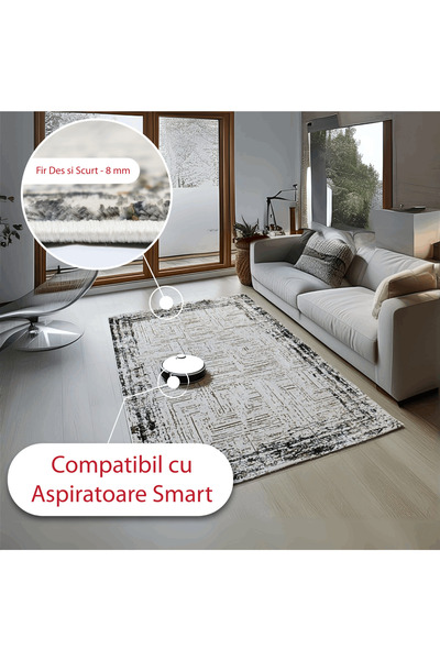 Brava Casa Equilibrium Carpet, Black, White and Grey, , Short Pile 8 mm, 80x150 cm, 1750 g/m , BravaCasa
