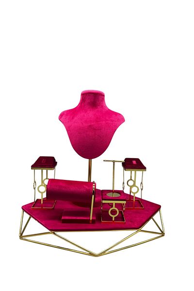 MeGass Dekor Anfora Fabric Pink Color Mini Showcase Jewelry Display Mannequin