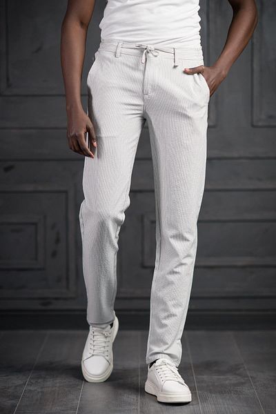 PERPANT Slimfit παντελόνι Jogger με ελαστική μέση και ρίγες Lycra