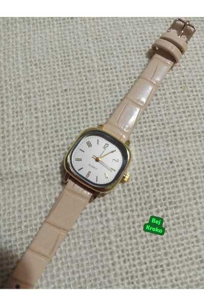 Brality Retro Vintage Model... Square Numeral Design Beige Color Crocodile Pa...