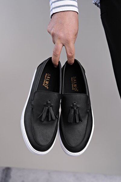 Zerenyus SLW153 Bloom Чоловічі класичні кросівки без шнурків з бахромою BT - Чорні