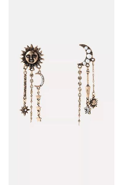 Twinssis Accessories Vintage Sun and Moon Model Dangle Charm Earrings