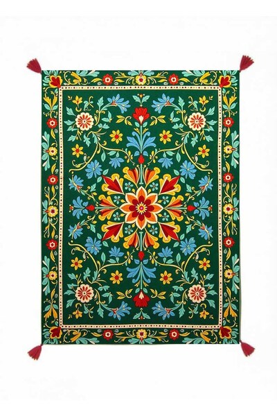 Rugs Modern Halı Colecția Haryana, temă verde, cu model etnic, țesut manual, ...