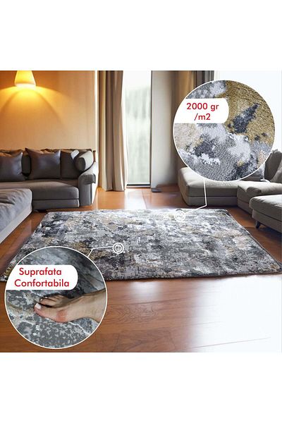 Brava Casa Nuvorix Carpet, Grey, Cream, Short Pile 11 mm, 80x150 cm, 2200 g/m , BravaCasa