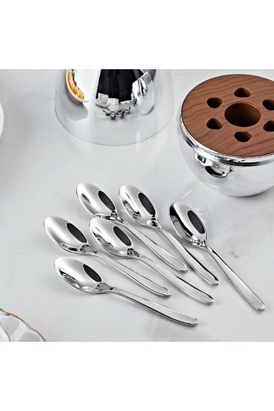 Lotus rose Luxury 6 pcs tableware set 6 tea spoons egg shaped case