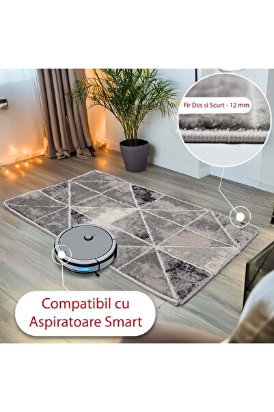 Brava Casa Carpet Triangora Essence, Grey, Cream, Black, , Short Pile 12 mm, 100x200 cm, 2300 g/m , BravaCasa