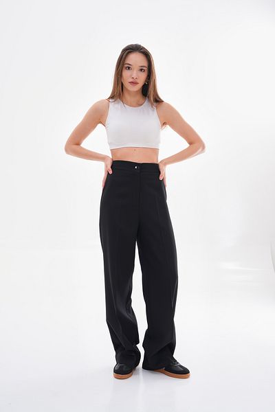 H&A İSTANBUL Women's High Waist Loose Wide Leg Palazzo Fabric Pants