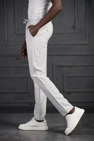 PERPANT Slimfit παντελόνι Jogger με ελαστική μέση και ρίγες Lycra
