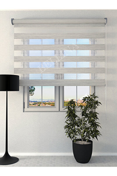 Bellina Perde Bambu Soft Açık Gri Etek Dilimsiz Stor Zebra Perde