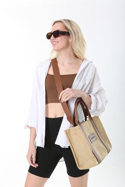 Baghashtag Τσάντα από γιούτα καφέ Glitter Beach Tote