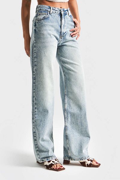 its basic Blugi de damă Doris 4s5-80, cu talie înaltă, 100% bumbac, mărime interioară 80 cm, blugi din denim