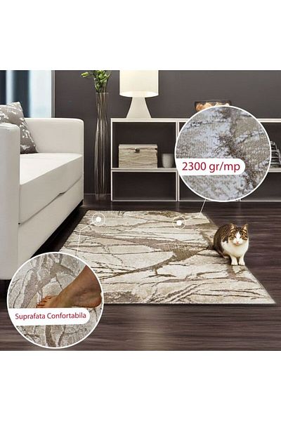 Brava Casa Covor Beige Horizon, Crem, Bej, Fir 11 mm, 60 x 300 cm, 2200 g/m², BravaCasa