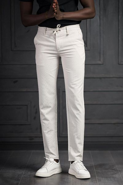 PERPANT Slimfit παντελόνι Jogger με ελαστική μέση και ρίγες Lycra