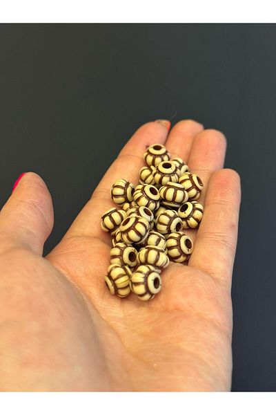 Gönülden Tasarım 25 Pcs 1 cm Carved Patterned Jewelry Beads with Hole