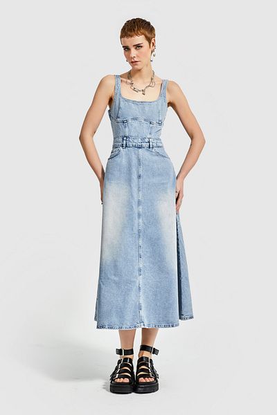 its basic Γυναικείο Τζιν τζιν Φόρεμα Maxi Μήκος A Type Cut