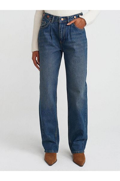 Dilvin Balloon Trousers with Belt Epaulettes 71761 - Blue