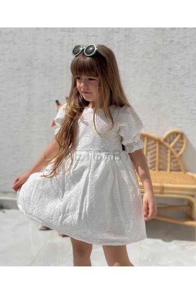 KETBaby Girl's Bow Detailed Scallop Dress