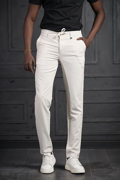 PERPANT Slimfit παντελόνι Jogger με ελαστική μέση και ρίγες Lycra