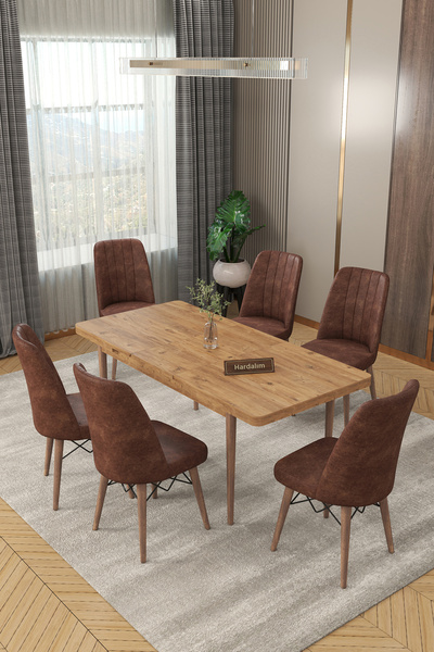 Hardalım Consept 6 Kişilik Açılır Masa Sandalye Takımı Mutfak Masası Takımı S...