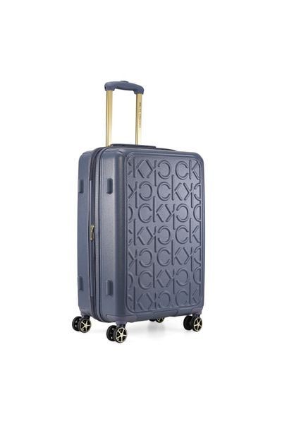 Calvin Klein Big Monogram Hardside Trolley Bag with 4 Spinner Wheels, ABS+PC Case Luggage with TSA Lock