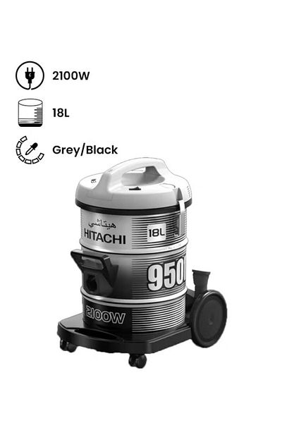 HITACHI Canister Vacuum 2100W 18 L 2100 W Platinum Gray - CV-950H SS220 PG