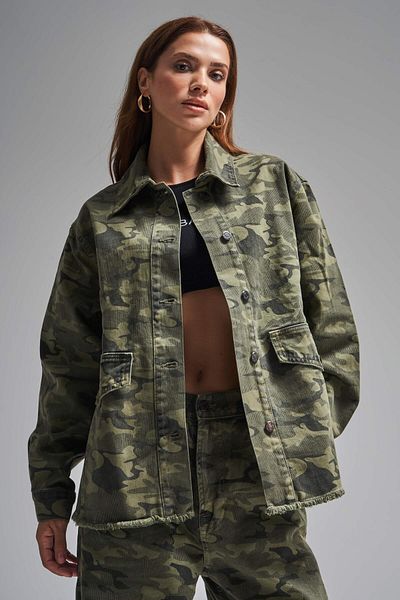its basic Έγχρωμο Oversize Γυναικείο Μπουφάν - Σχέδιο Καμουφλάζ