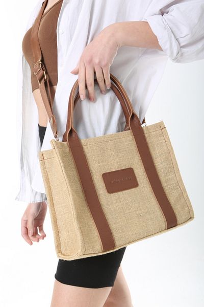 Baghashtag Τσάντα από γιούτα καφέ Glitter Beach Tote