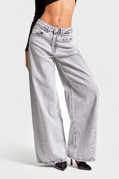 its basic Γκρι Palazzo Fit Γυναικείο Τζιν - 100% Koton