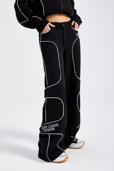 its basic Women's Black Color Embroidered Special Design Relax Fit Trousers