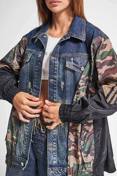 its basic Colorful Camouflage Denim Women's Coat - Design