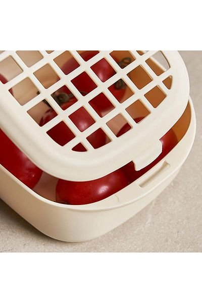 COOYA 2-piece fruit drain basket,portable and durable,lock design,easy to clean,suitable for fruits,beige