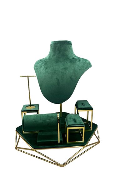MeGass Dekor Anfora Fabric Green Color Mini Showcase Jewelry Display Mannequin