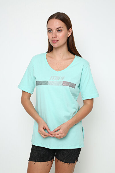 Oasis Жіноча туніка з V-подібним вирізом, розрізами з боків і каменями