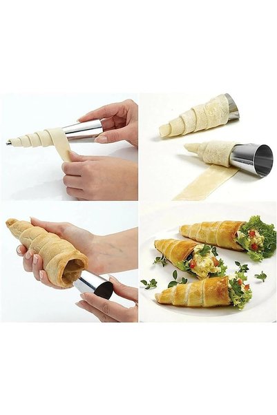 tafce 6-Piece Cookie and Dough Shaping Cornet Mold 12 cm Steel Cornet Mold, Cornet Mold