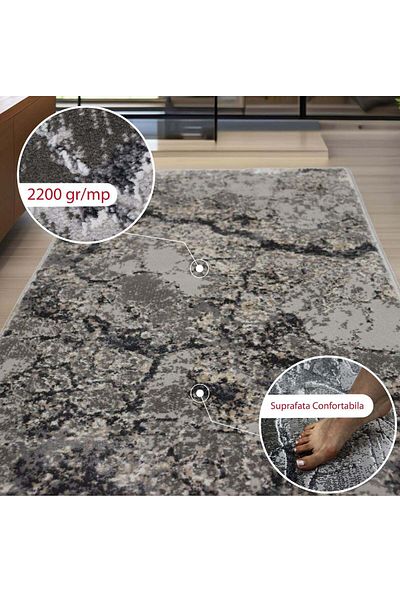 Brava Casa Gravontra Luxe Carpet, Anthracite Grey, , Short Pile 11 mm, 80x150 cm, 2200 g/m , BravaCasa