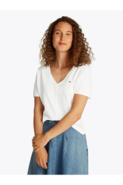 Tommy Hilfiger Kadın FITTED LYOCELL PQ TEE T-shirt