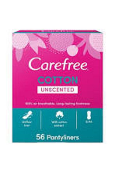Carefree Care Free Cotton Unscented 56 Pcs 2590 --- كير فرى فوط يومية قطن 56 حبة غير معطر 2590