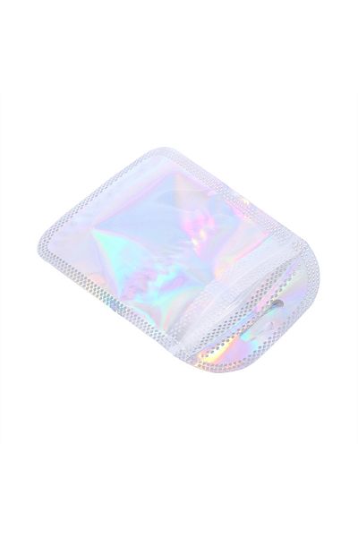 Choice 50pcs Silver 6.5x10cm 50pcs Iridescent Ziplock Bag Transparent Laser Thicken Plastic Seal Bags for J