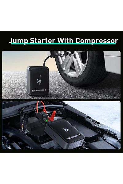 Baseus Super Energy 2-in-1 Jump Starter 1000a With Tire Inflator, 8000mah Power Bank And Led Light
