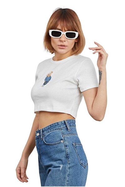 just take Жіночий кроп-топ з принтом ведмедика Оверсайз Щоденна елегантність і комфорт