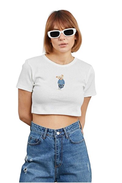 just take Жіночий кроп-топ з принтом ведмедика Оверсайз Щоденна елегантність і комфорт